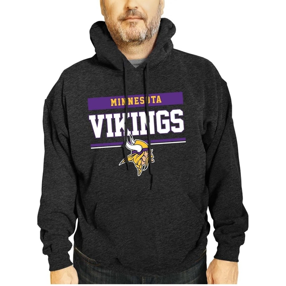 New NFL Minnesota Vikings Gameday Hoodie Sweatshirt Charcoal Gray Mens XXL